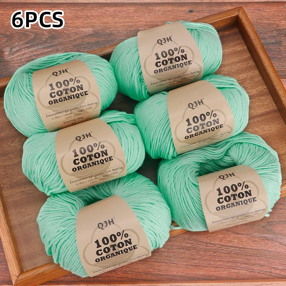 6pcs Cotton Soft Breathable Yarn Thread Set-Perfect for Hand Knitting, Crocheting, Weaving Hats, Scarves, Dolls, Bags, Sweaters