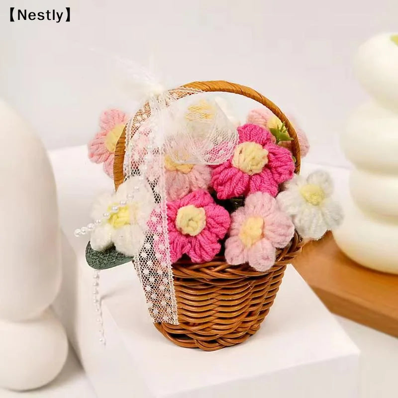 1PC Handmade Crochet Flower Bouquets, Knitted Flower Bouquet For Christmas, Home Decor, Birthday Gift For Woman Wife Mom〔Nest〕