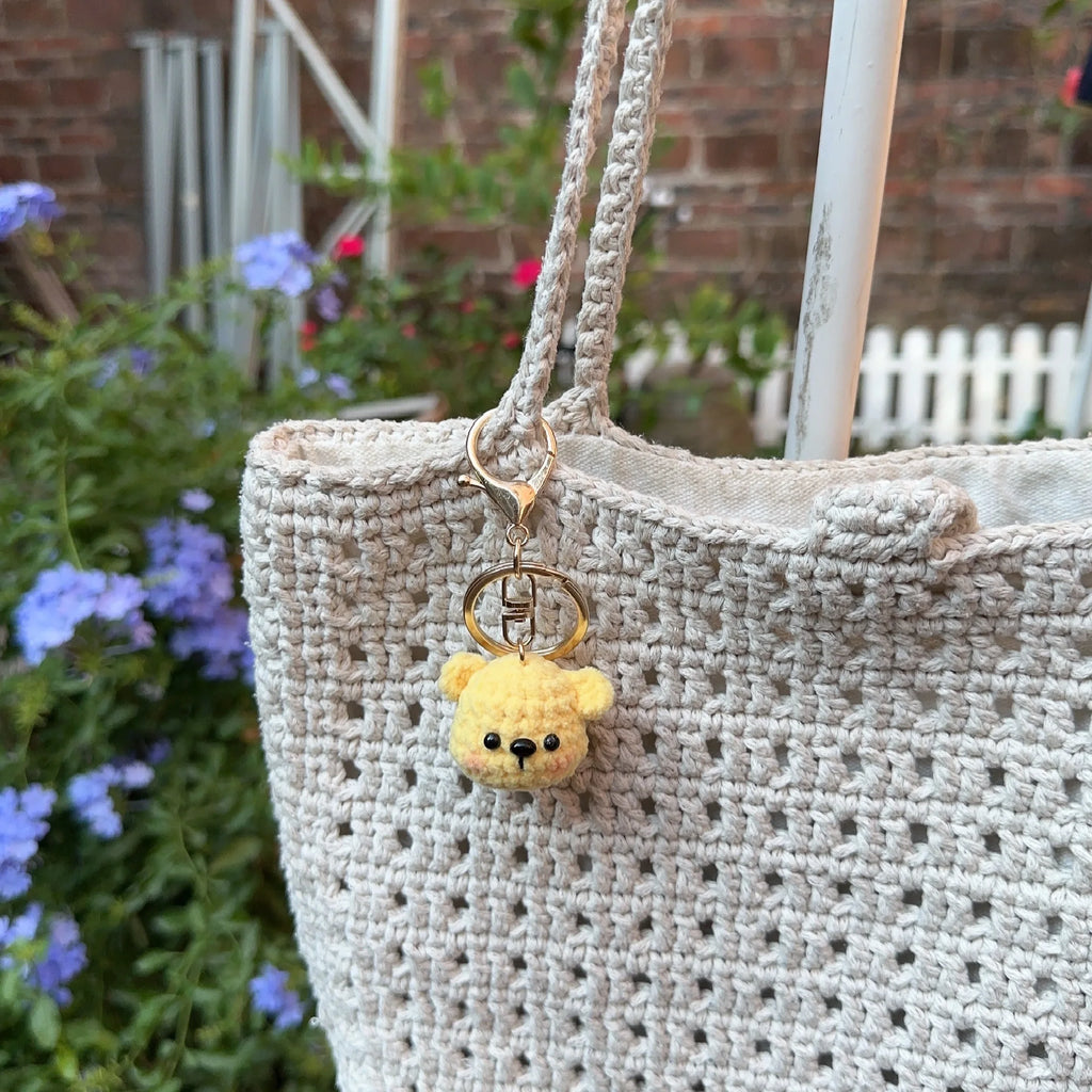 5pcs 3.5cm Handmade Finished Crochet Stuffed Animal Knit Yellow Pink Bear keychain pendant friend gift for for Women Girls