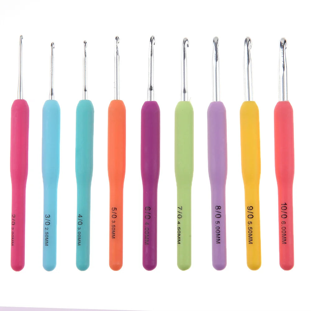 9/14/16PCS Crochet Hooks Kits with Storage Bag Soft Handle Crochet Needles Yarn Weave Knitting Needles Set DIY Weaving Tool
