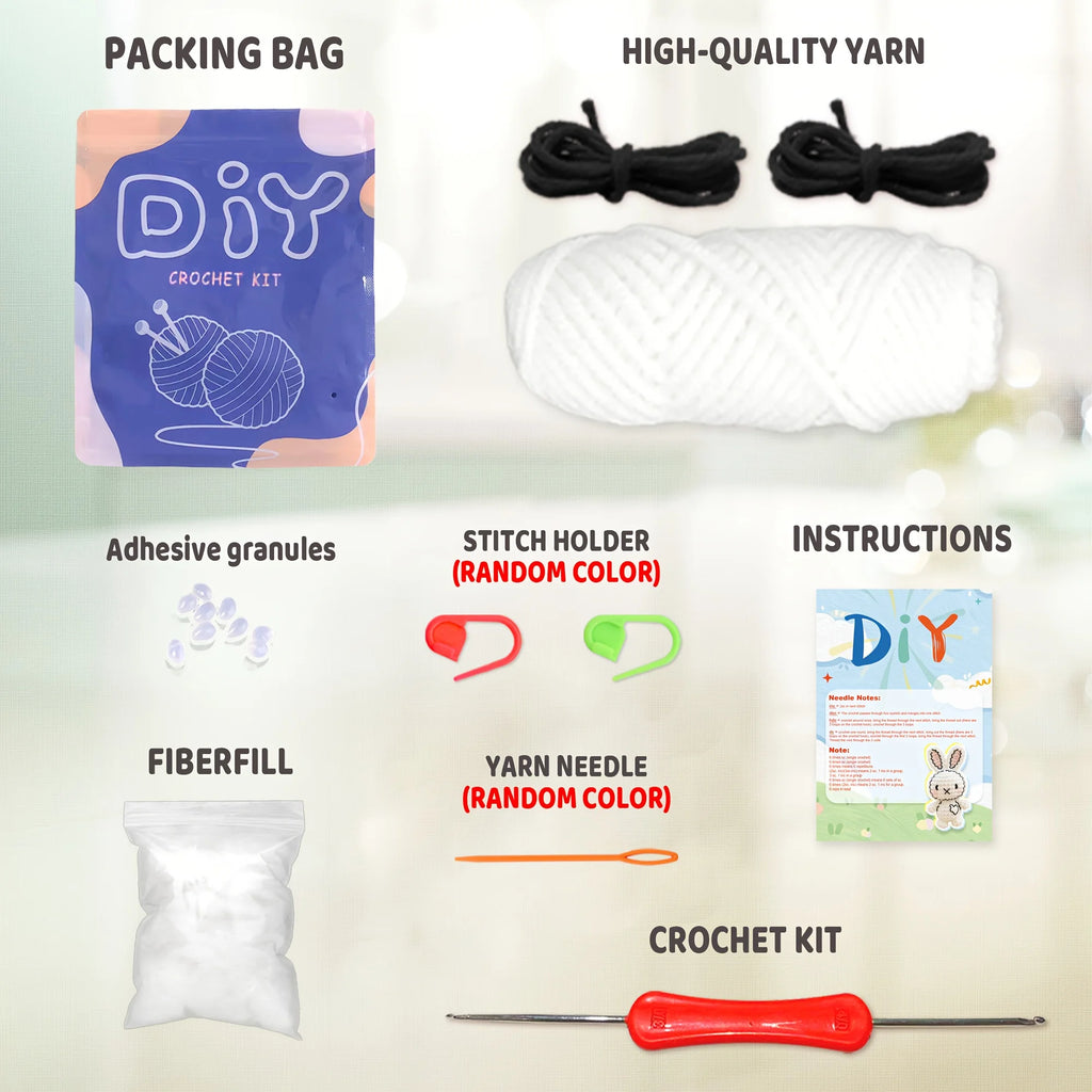 1pc DIY Delightful Animal Crochet Animal Kit - Easy-to-Follow Instructions, Enough Yarn, Hook