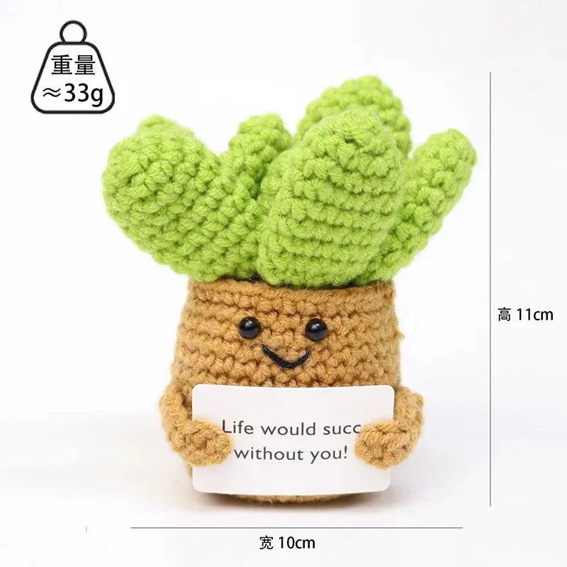 Artificial Sunflower Crochet Flowers Hand Woven Potted Plant Knitted Cactus Home Decor Wedding Gift