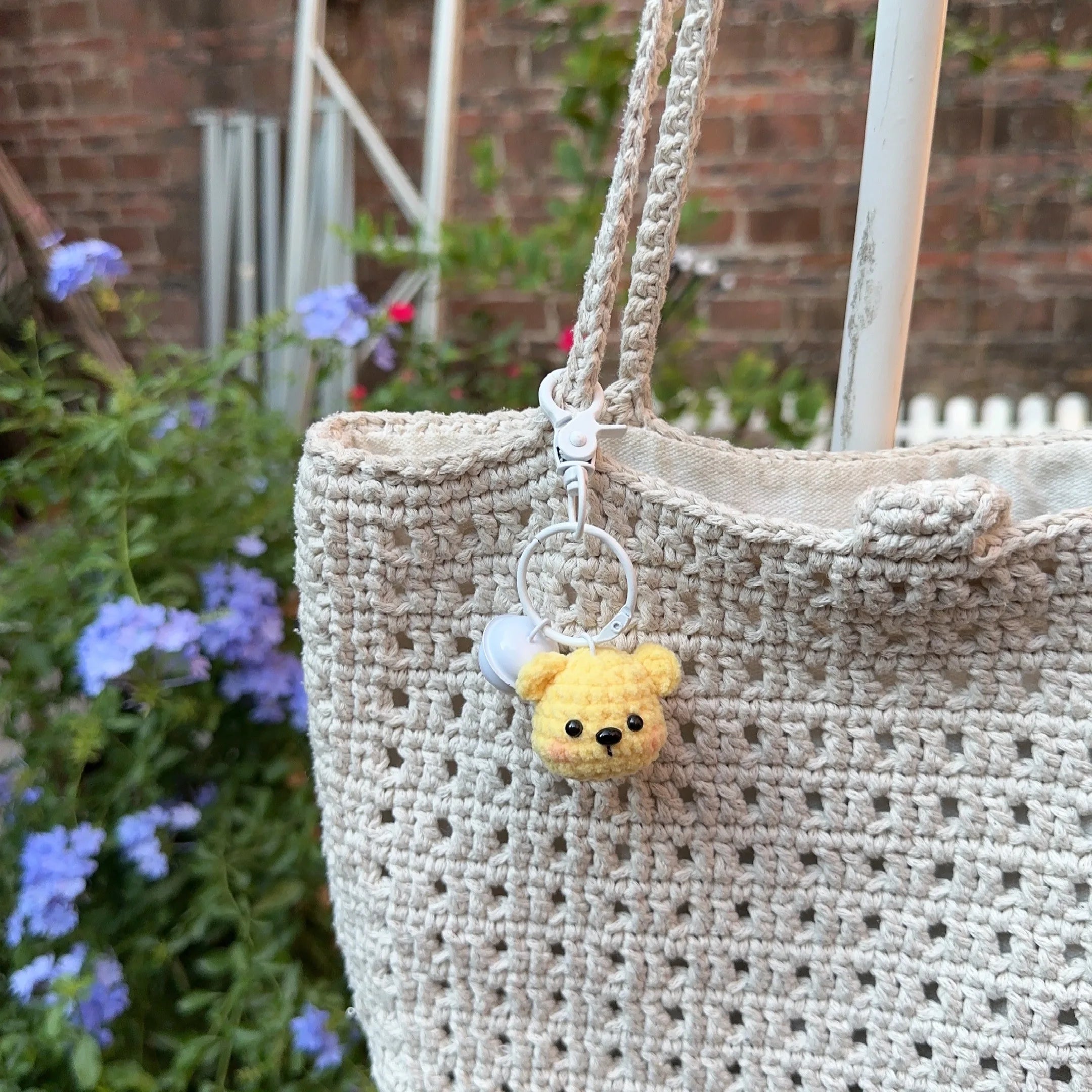 5pcs 3.5cm Handmade Finished Crochet Stuffed Animal Knit Yellow Pink Bear keychain pendant friend gift for for Women Girls