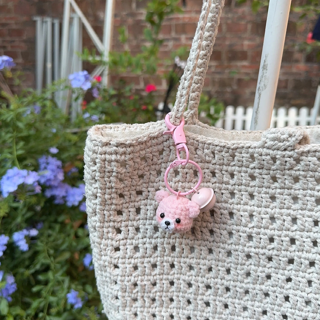 5pcs 3.5cm Handmade Finished Crochet Stuffed Animal Knit Yellow Pink Bear keychain pendant friend gift for for Women Girls