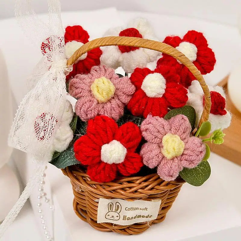 1PC Handmade Crochet Flower Bouquets, Knitted Flower Bouquet For Christmas, Home Decor, Birthday Gift For Woman Wife Mom〔Nest〕