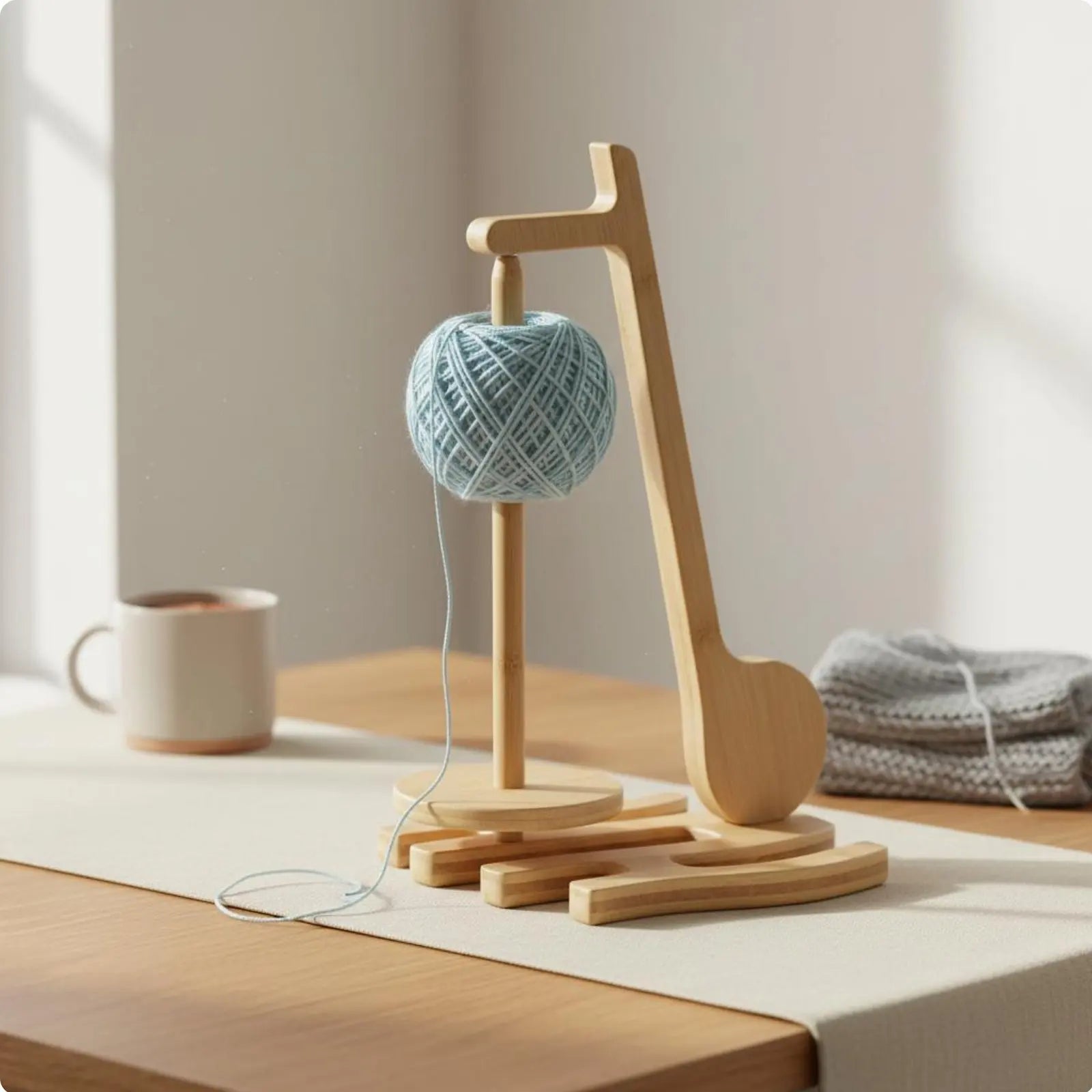 Wooden Yarn Holder 360° Rotation Rotating Yarn Spindle Sewing and Knitting Accessory Easy Assembly for Crocheters, Craft Room