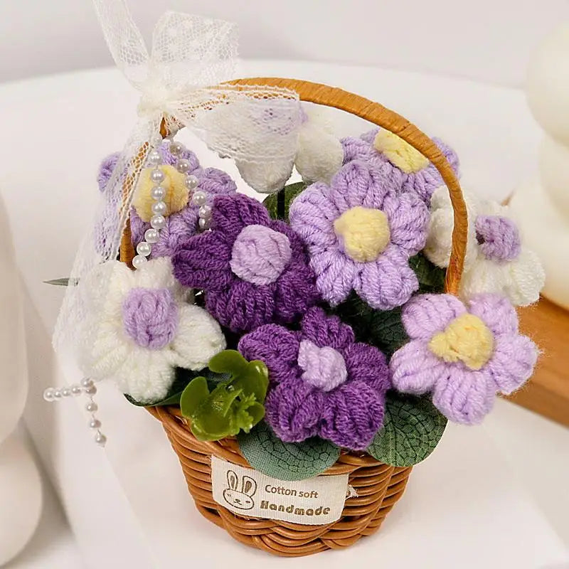 1PC Handmade Crochet Flower Bouquets, Knitted Flower Bouquet For Christmas, Home Decor, Birthday Gift For Woman Wife Mom〔Nest〕