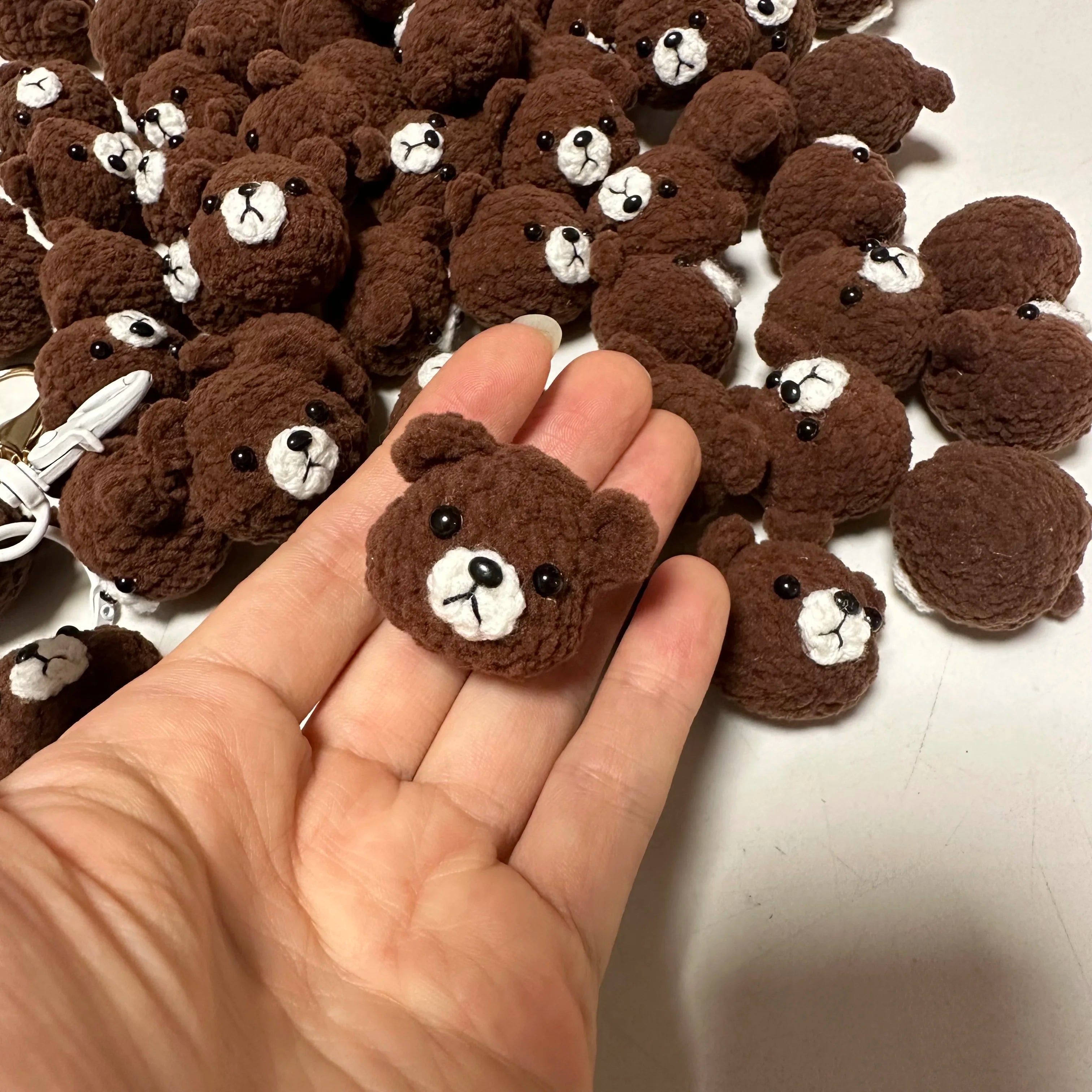 5pcs 3.5cm Handmade Finished Crochet Stuffed Animal Knit Yellow Pink Bear keychain pendant friend gift for for Women Girls