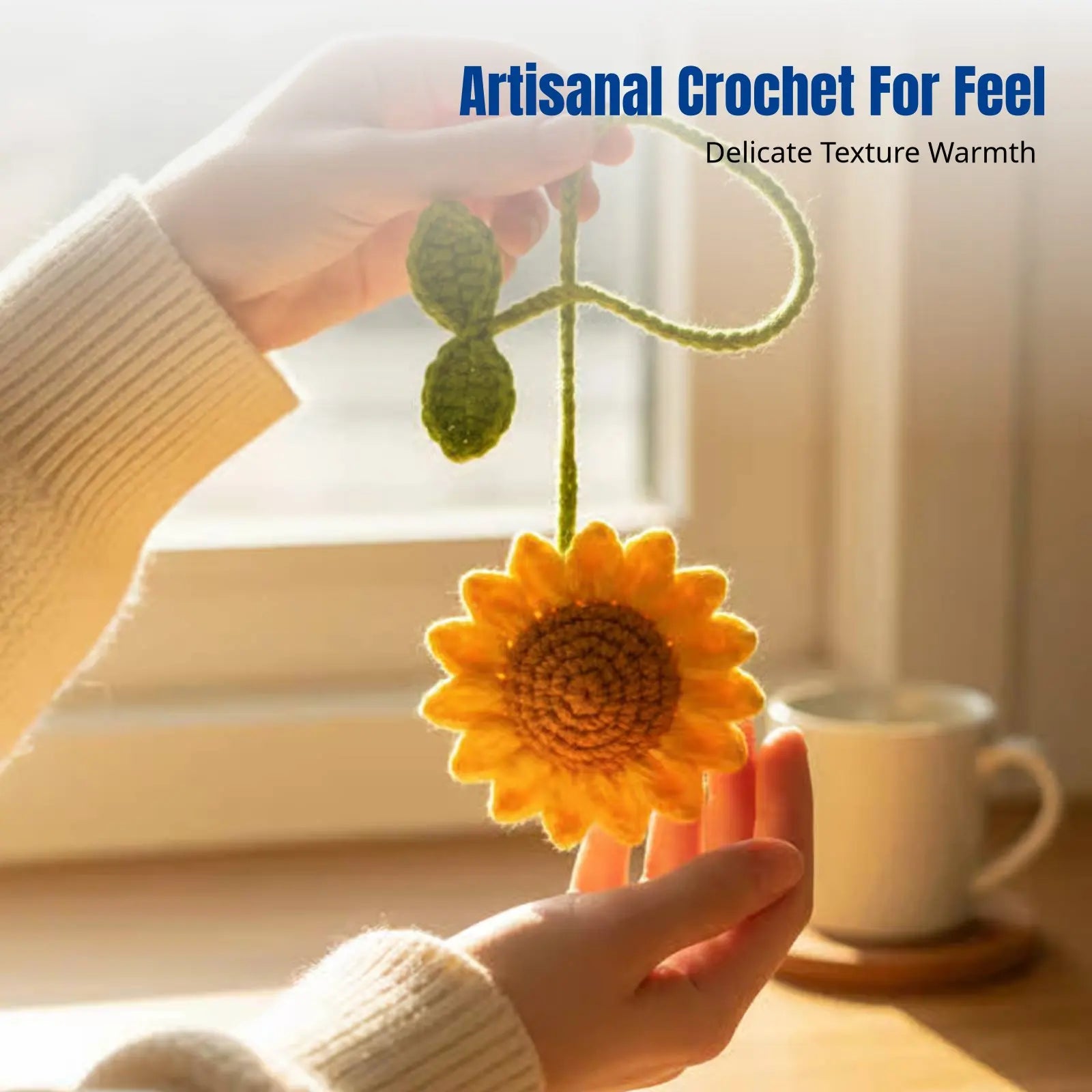 Handmade Yellow Flower Bag Charm, Yarn Crochet DIY Kit, Cute Keychain, Finished or DIY, Gift Idea