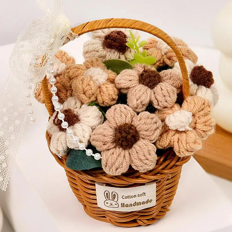1PC Handmade Crochet Flower Bouquets, Knitted Flower Bouquet For Christmas, Home Decor, Birthday Gift For Woman Wife Mom〔Nest〕