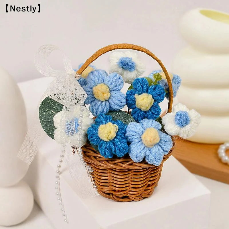 1PC Handmade Crochet Flower Bouquets, Knitted Flower Bouquet For Christmas, Home Decor, Birthday Gift For Woman Wife Mom〔Nest〕