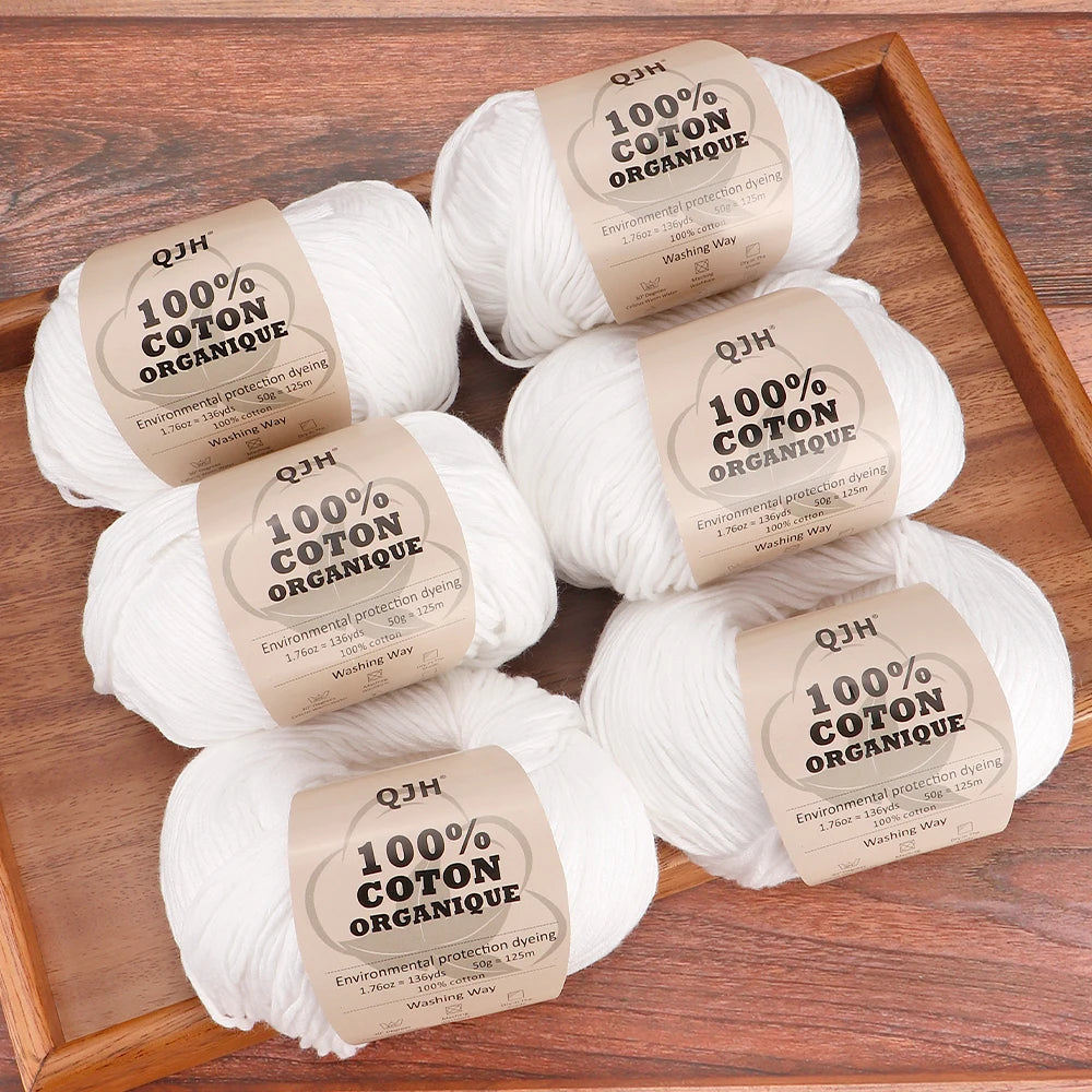 6pcs Cotton Soft Breathable Yarn Thread Set-Perfect for Hand Knitting, Crocheting, Weaving Hats, Scarves, Dolls, Bags, Sweaters