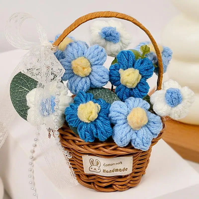 1PC Handmade Crochet Flower Bouquets, Knitted Flower Bouquet For Christmas, Home Decor, Birthday Gift For Woman Wife Mom〔Nest〕