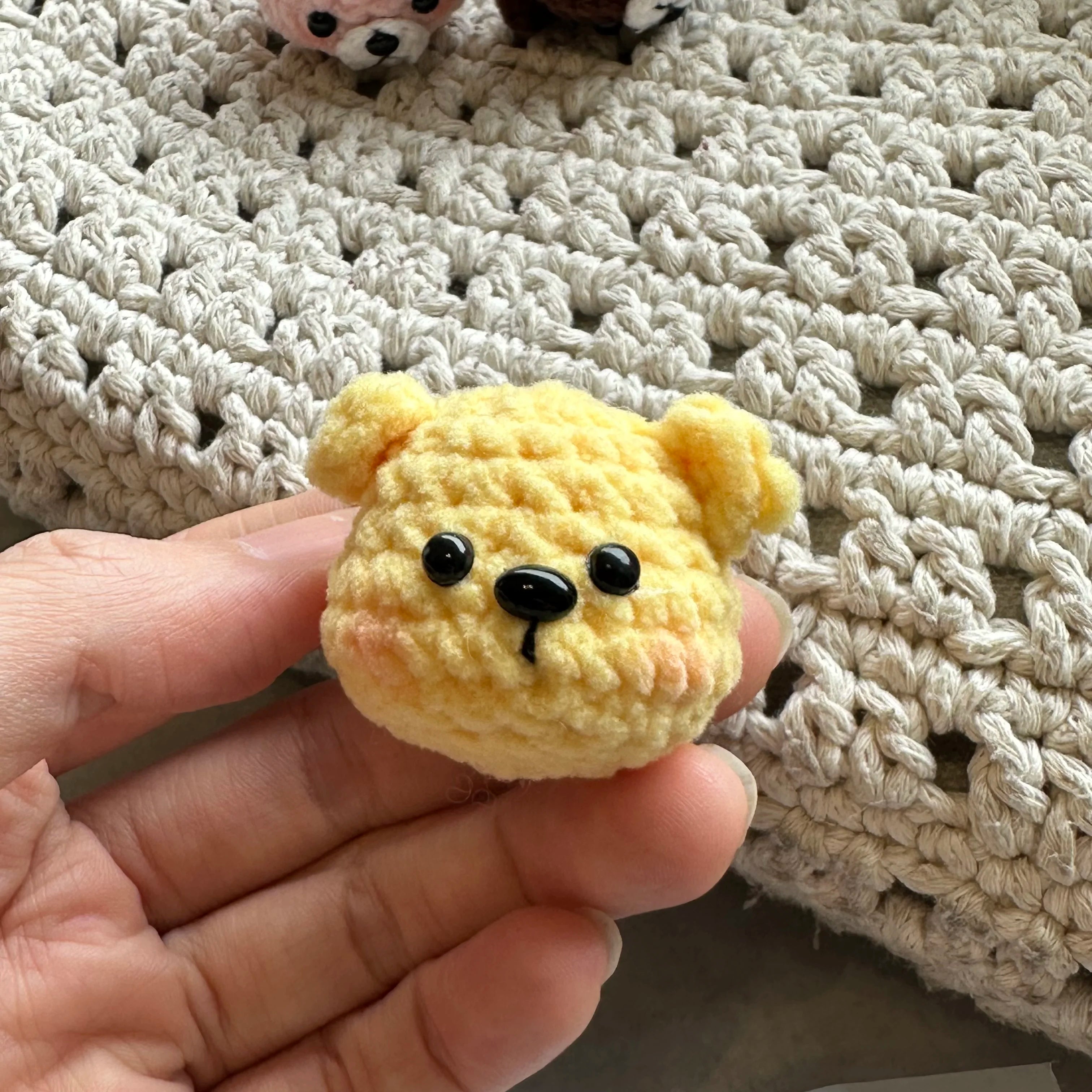 5pcs 3.5cm Handmade Finished Crochet Stuffed Animal Knit Yellow Pink Bear keychain pendant friend gift for for Women Girls
