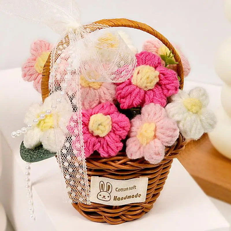 1PC Handmade Crochet Flower Bouquets, Knitted Flower Bouquet For Christmas, Home Decor, Birthday Gift For Woman Wife Mom〔Nest〕