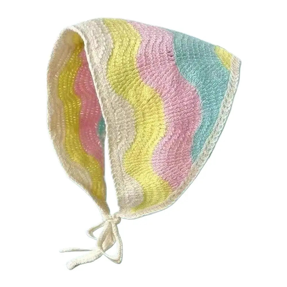 Handmade Crochet Flower Triangle Headband Breathable Mesh Hair Scarf for Women Girls Sun Protection Outdoor Picnic Head Wrap