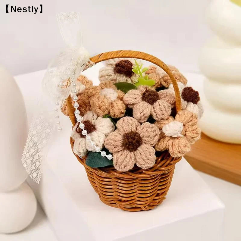 1PC Handmade Crochet Flower Bouquets, Knitted Flower Bouquet For Christmas, Home Decor, Birthday Gift For Woman Wife Mom〔Nest〕