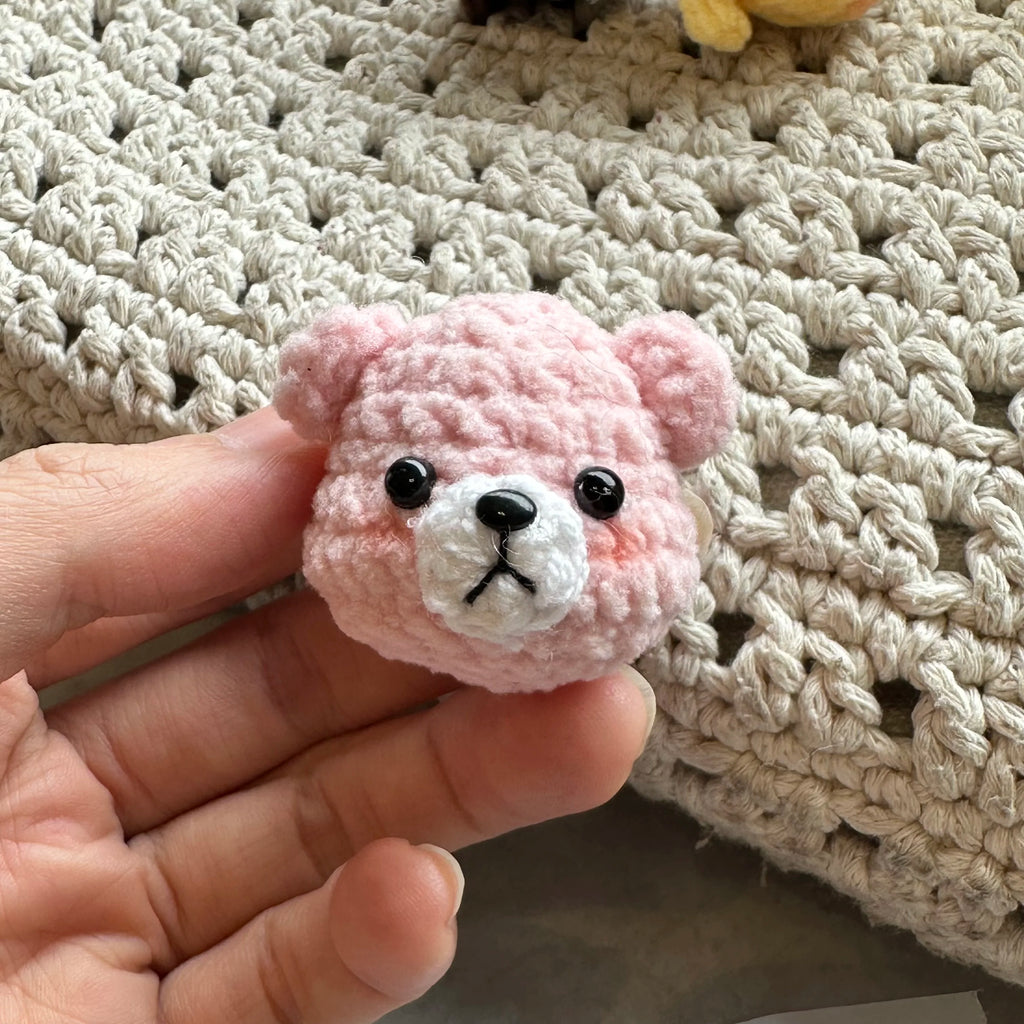 5pcs 3.5cm Handmade Finished Crochet Stuffed Animal Knit Yellow Pink Bear keychain pendant friend gift for for Women Girls