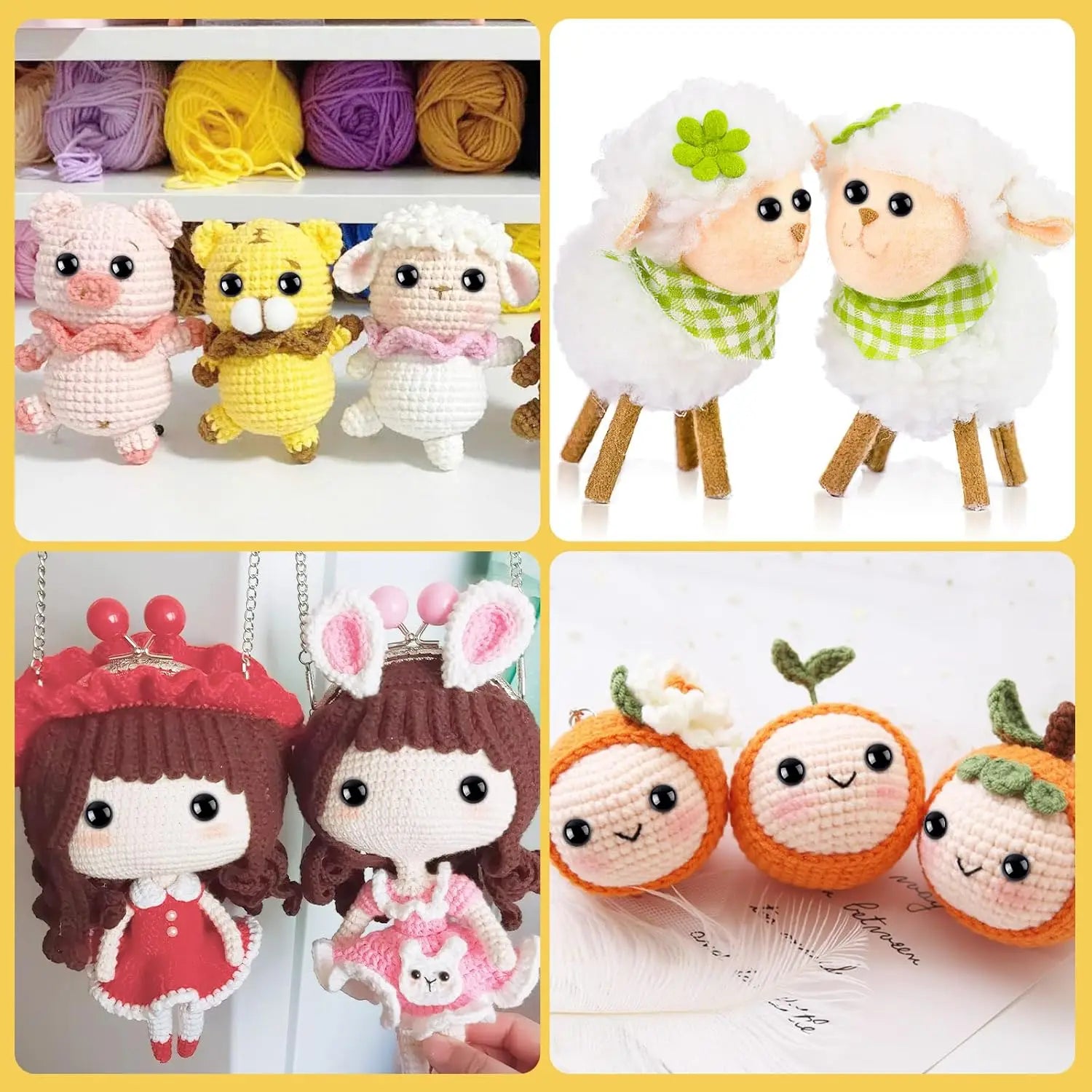200Sets 8mm Safety Eyes for Crochet Amigurumi Stuffed Animals Plastic Craft Eyes with Washers for Crocheting Doll Eyes Making