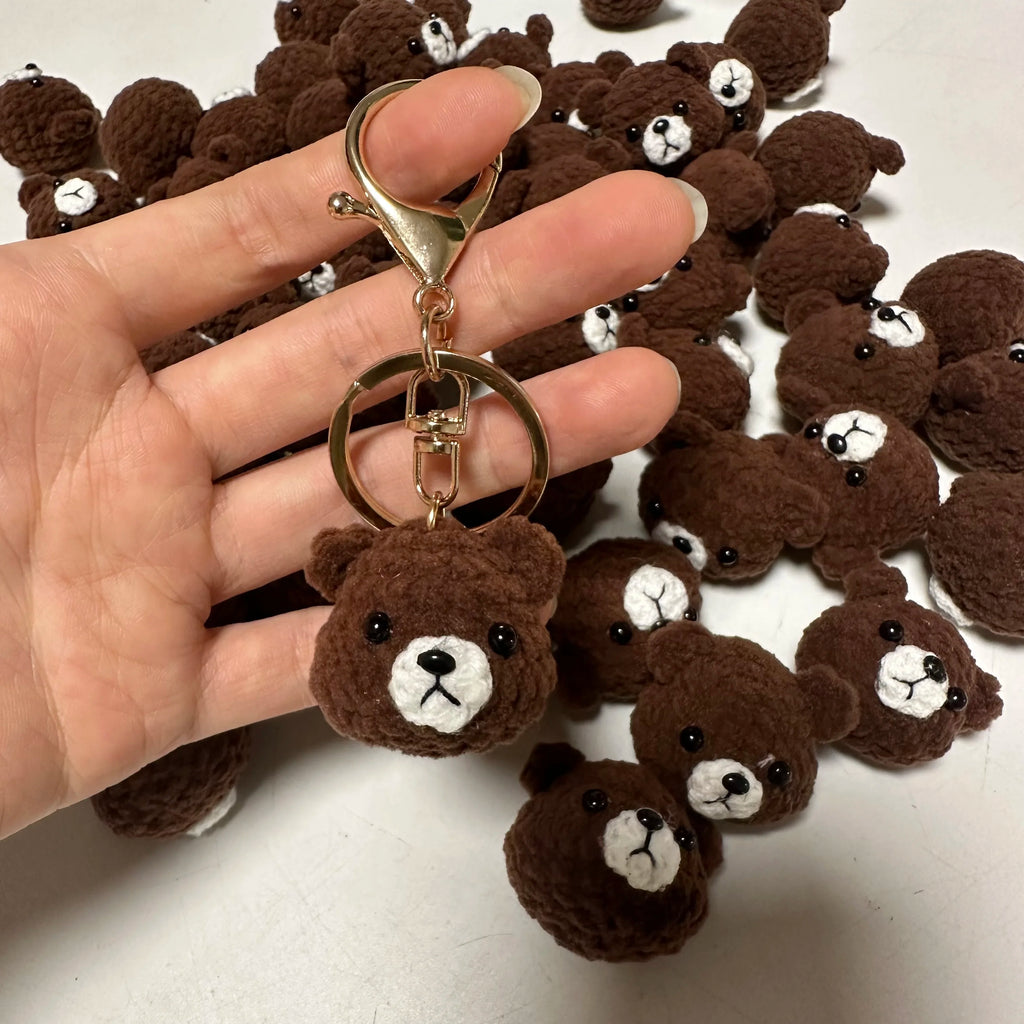 5pcs 3.5cm Handmade Finished Crochet Stuffed Animal Knit Yellow Pink Bear keychain pendant friend gift for for Women Girls