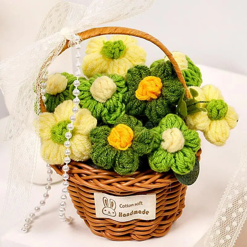 1PC Handmade Crochet Flower Bouquets, Knitted Flower Bouquet For Christmas, Home Decor, Birthday Gift For Woman Wife Mom〔Nest〕