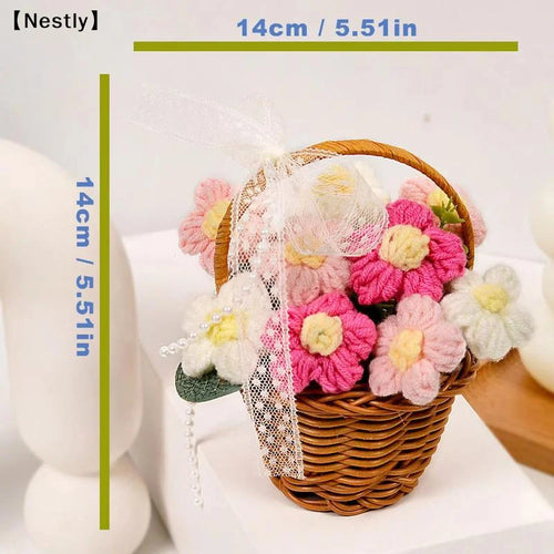 1PC Handmade Crochet Flower Bouquets, Knitted Flower Bouquet For Christmas, Home Decor, Birthday Gift For Woman Wife Mom〔Nest〕