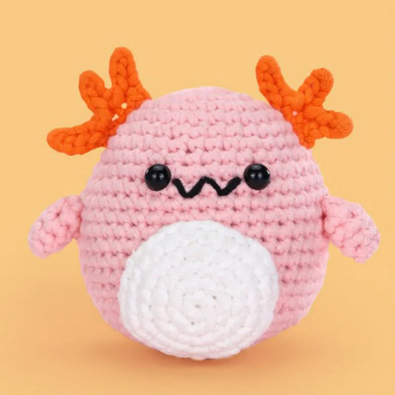 DIY Crochet Animal Kit With Hand Knitting Yarn Needles Plush Doll Easy for Starter Includes Unfinished Material Package