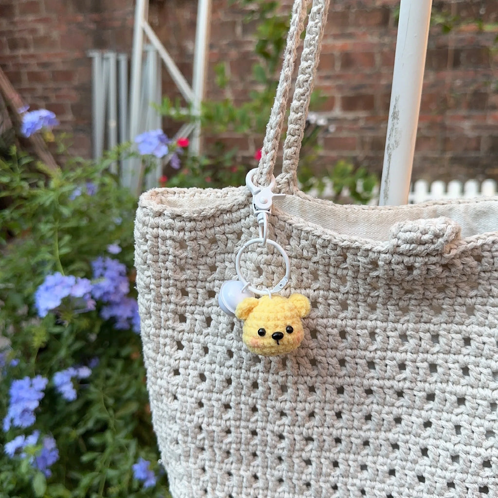 5pcs 3.5cm Handmade Finished Crochet Stuffed Animal Knit Yellow Pink Bear keychain pendant friend gift for for Women Girls