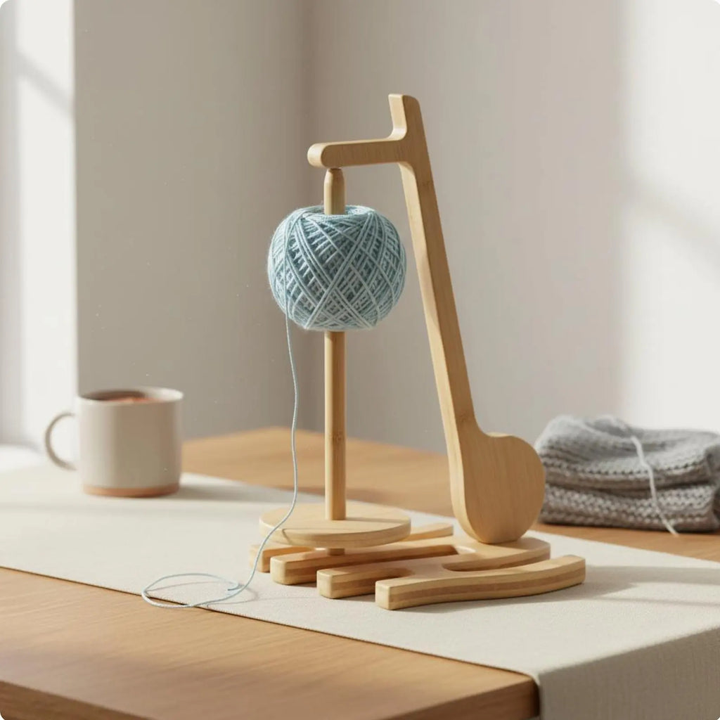 Wooden Yarn Holder 360° Rotation Rotating Yarn Spindle Sewing and Knitting Accessory Easy Assembly for Crocheters, Craft Room
