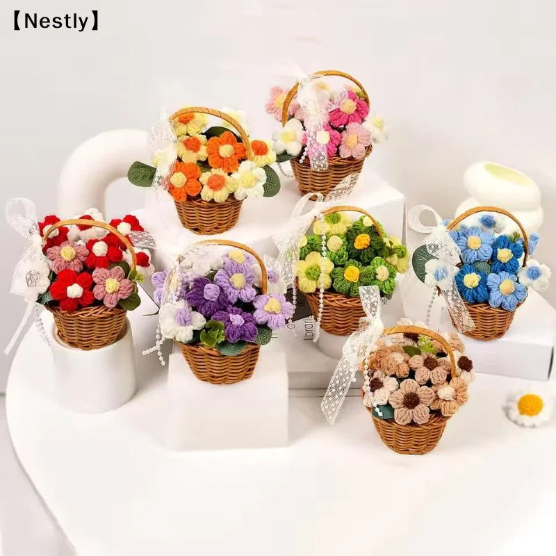 1PC Handmade Crochet Flower Bouquets, Knitted Flower Bouquet For Christmas, Home Decor, Birthday Gift For Woman Wife Mom〔Nest〕